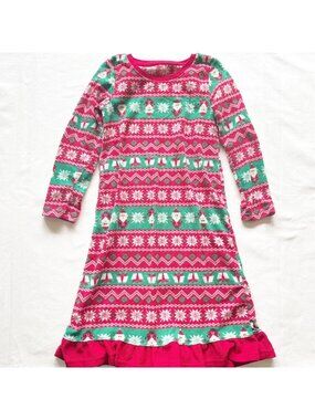 Jammies For Your Families Girls Fleece Nightgown Santa Snowflake Print Size 5/6